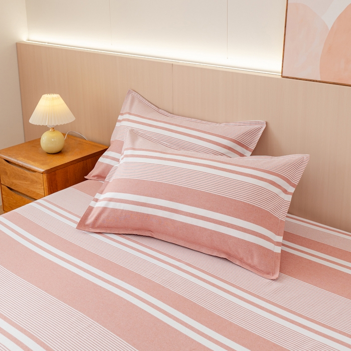 91家纺网 家纺一手货源 找家纺 居美良品 2026新款100%色织全棉老粗布床单 云锦-抹红