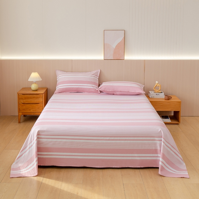 91家纺网 家纺一手货源 找家纺 居美良品 2026新款100%色织全棉老粗布床单 云锦-浅粉