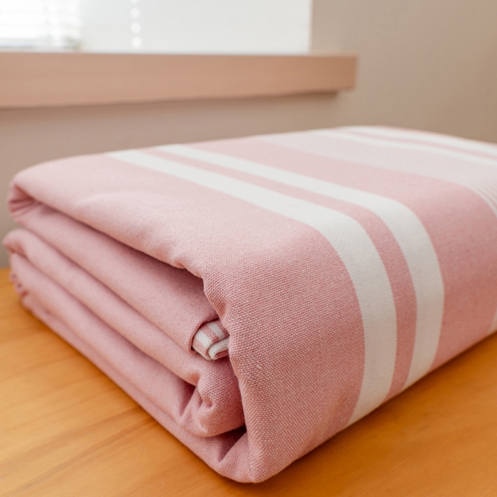 91家纺网 家纺一手货源 找家纺 居美良品 2026新款100%色织全棉老粗布床单 云锦-浅粉