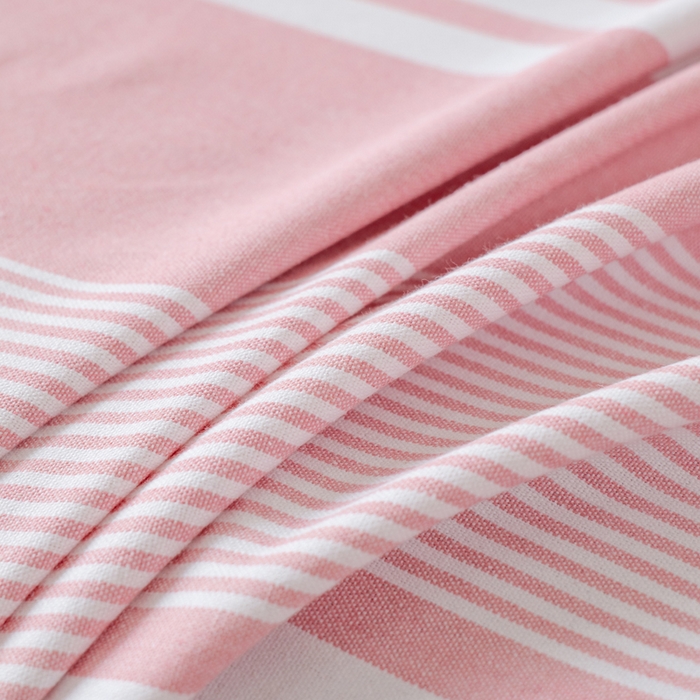 91家纺网 家纺一手货源 找家纺 居美良品 2026新款100%色织全棉老粗布床单 云锦-浅粉