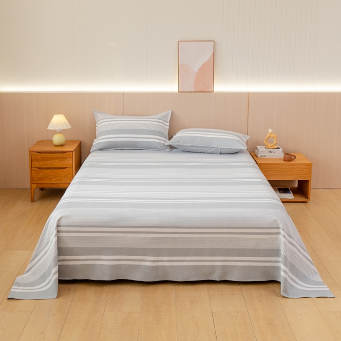 91家纺网 家纺一手货源 找家纺 居美良品 2026新款100%色织全棉老粗布床单 云锦-浅灰