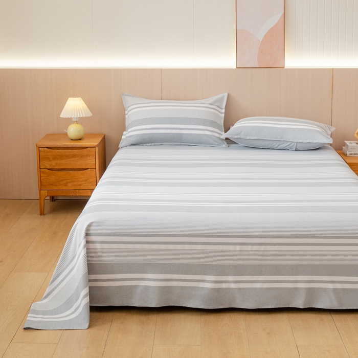 91家纺网 家纺一手货源 找家纺 居美良品 2026新款100%色织全棉老粗布床单 云锦-浅灰