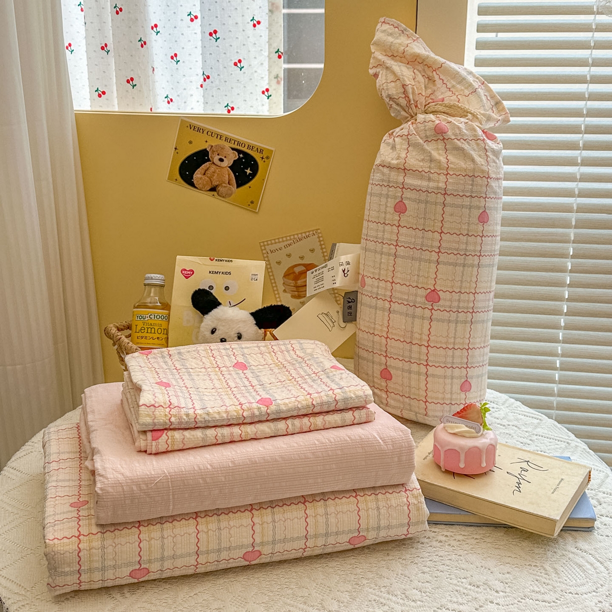 91家纺网 家纺一手货源 找家纺 （总）暖伊家居 2026新款糖果小布袋泡芙纱四件套