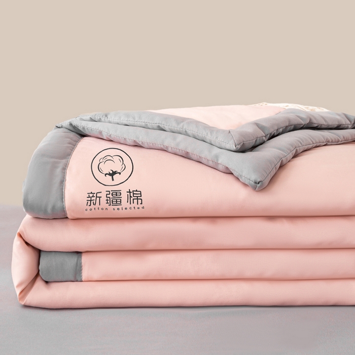 2026新款撞色双拼新疆棉花被夏被无印风水洗棉空调被夏凉被子 棉朵-蔷薇灰