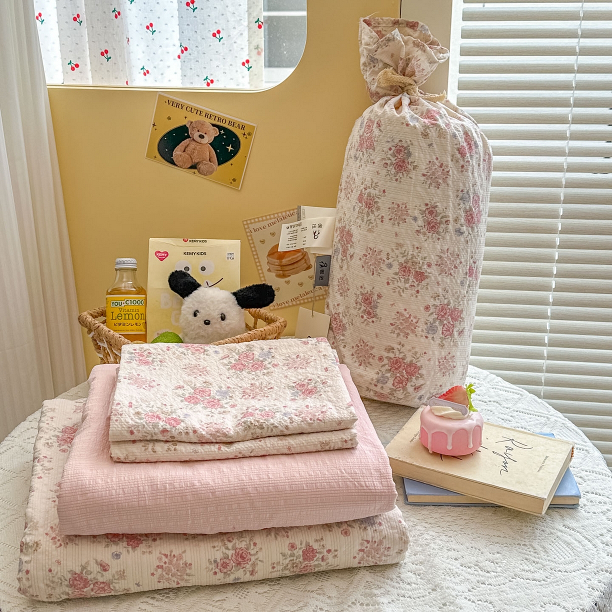 91家纺网 家纺一手货源 找家纺 （总）暖伊家居 2026新款糖果小布袋泡芙纱四件套