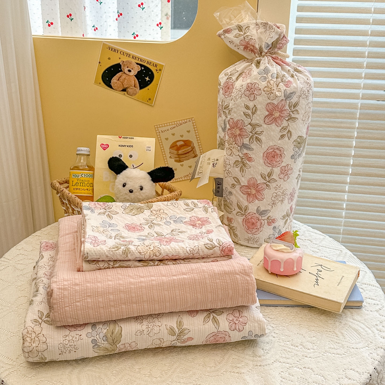 91家纺网 家纺一手货源 找家纺 （总）暖伊家居 2026新款糖果小布袋泡芙纱四件套