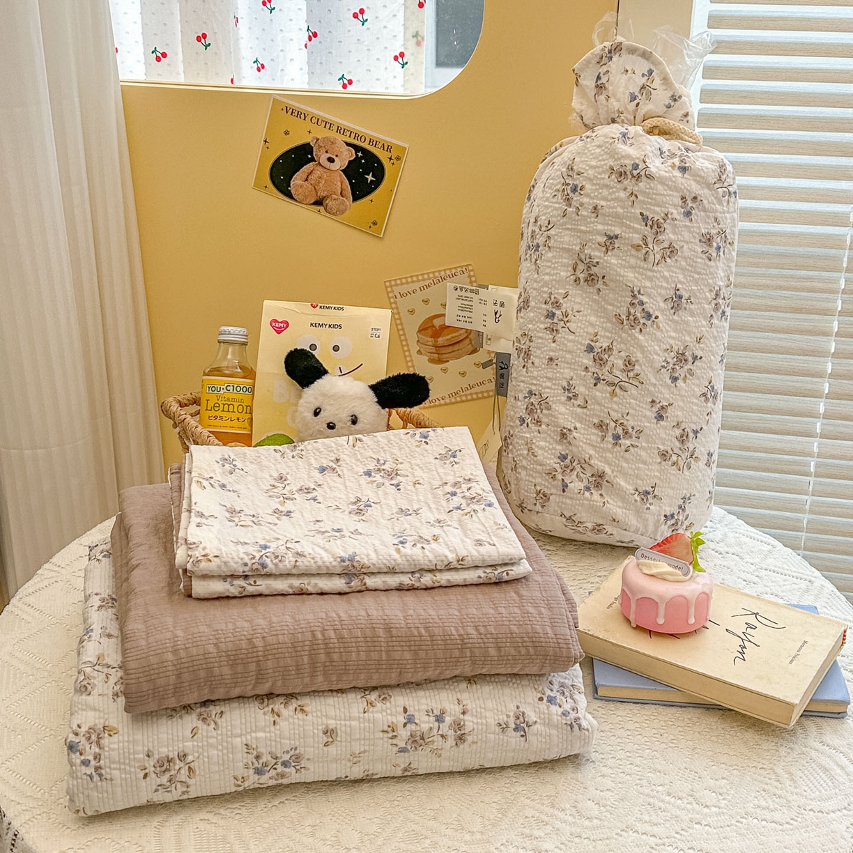 91家纺网 家纺一手货源 找家纺 （总）暖伊家居 2026新款糖果小布袋泡芙纱四件套