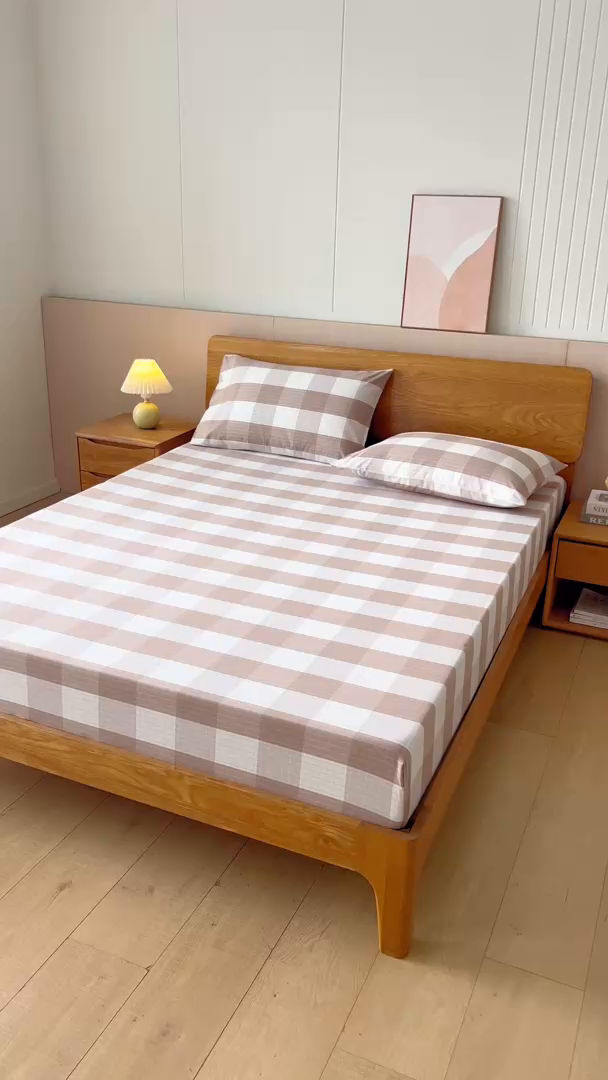 91家纺网 家纺一手货源 找家纺 居美良品 2026新款100%色织全棉老粗布床单 素雅-咖格