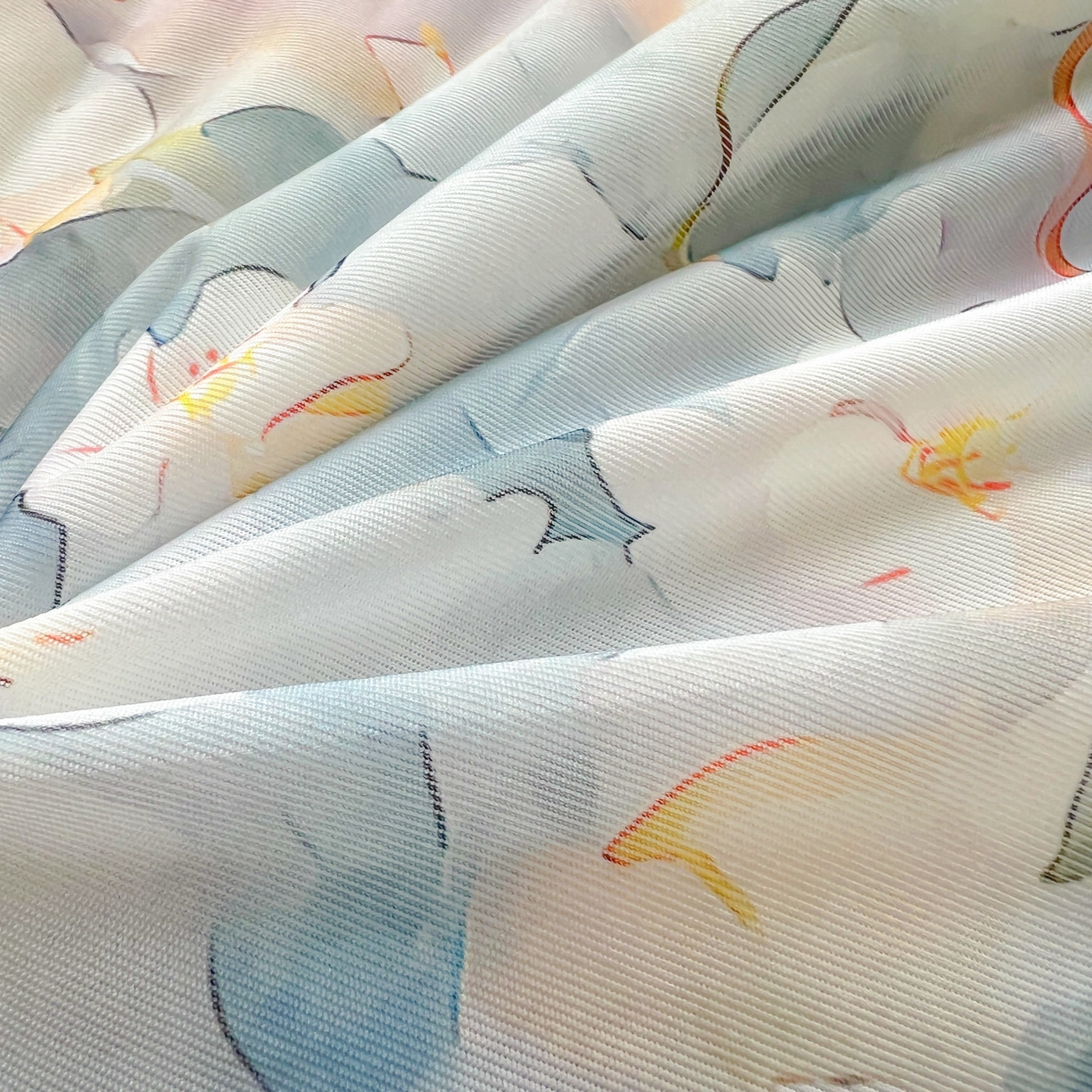 栩裕纺织 2026新款（常年不断货）A类凉感丝床裙款凉席夏被四件套花边空调被三件套 花谷