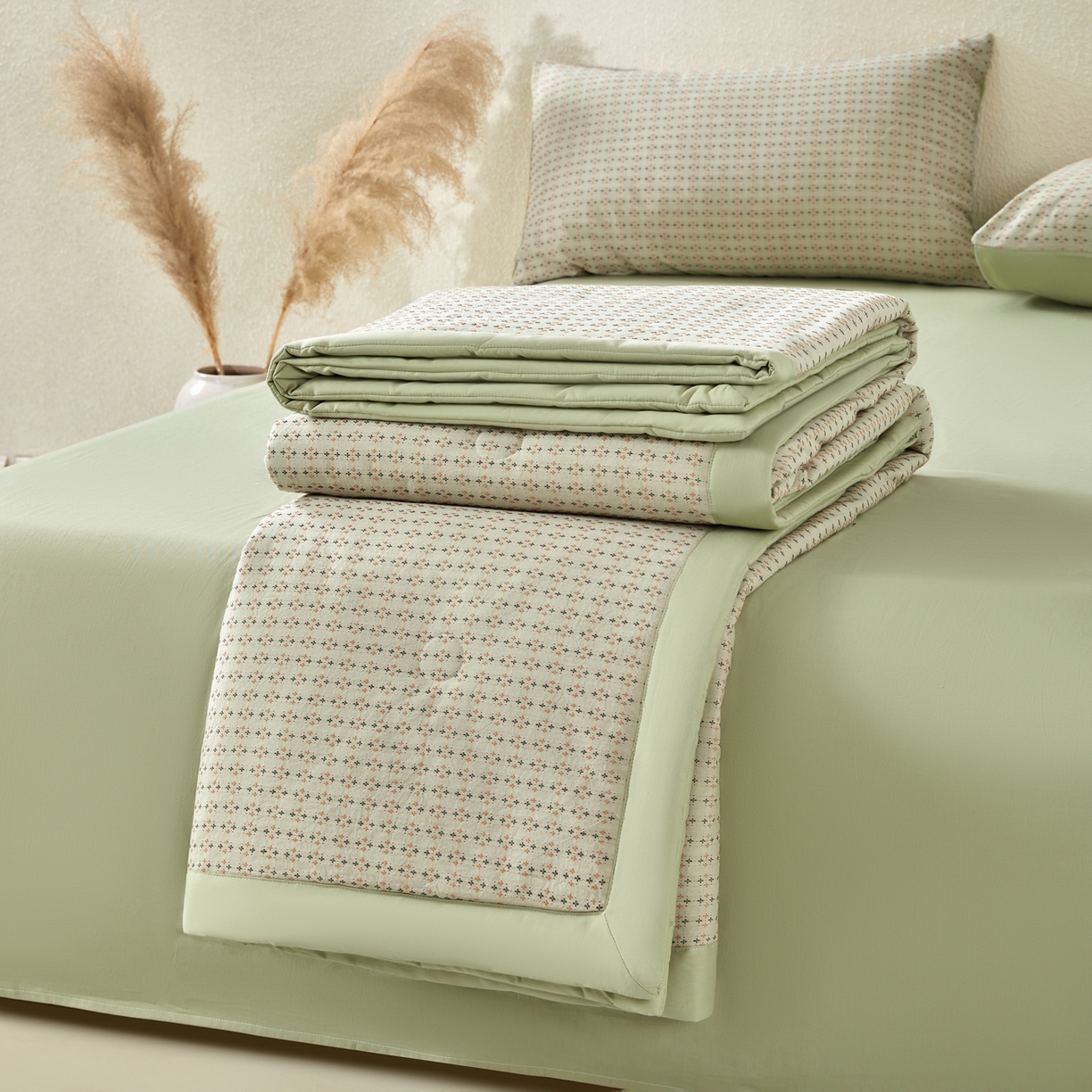 91家纺网 家纺一手货源 找家纺 （总）吾诺家居 2026春夏新款全棉大提花棉花夏被夏凉被空调被-四叶草系列