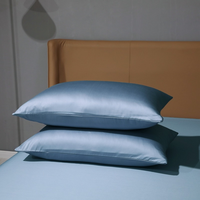 91家纺网 家纺一手货源 找家纺 晶缦家纺 2026新全棉A类纯棉100支贡缎长绒棉纯色多规格单枕套 枕套单件-绮云系列 绮云-天青蓝