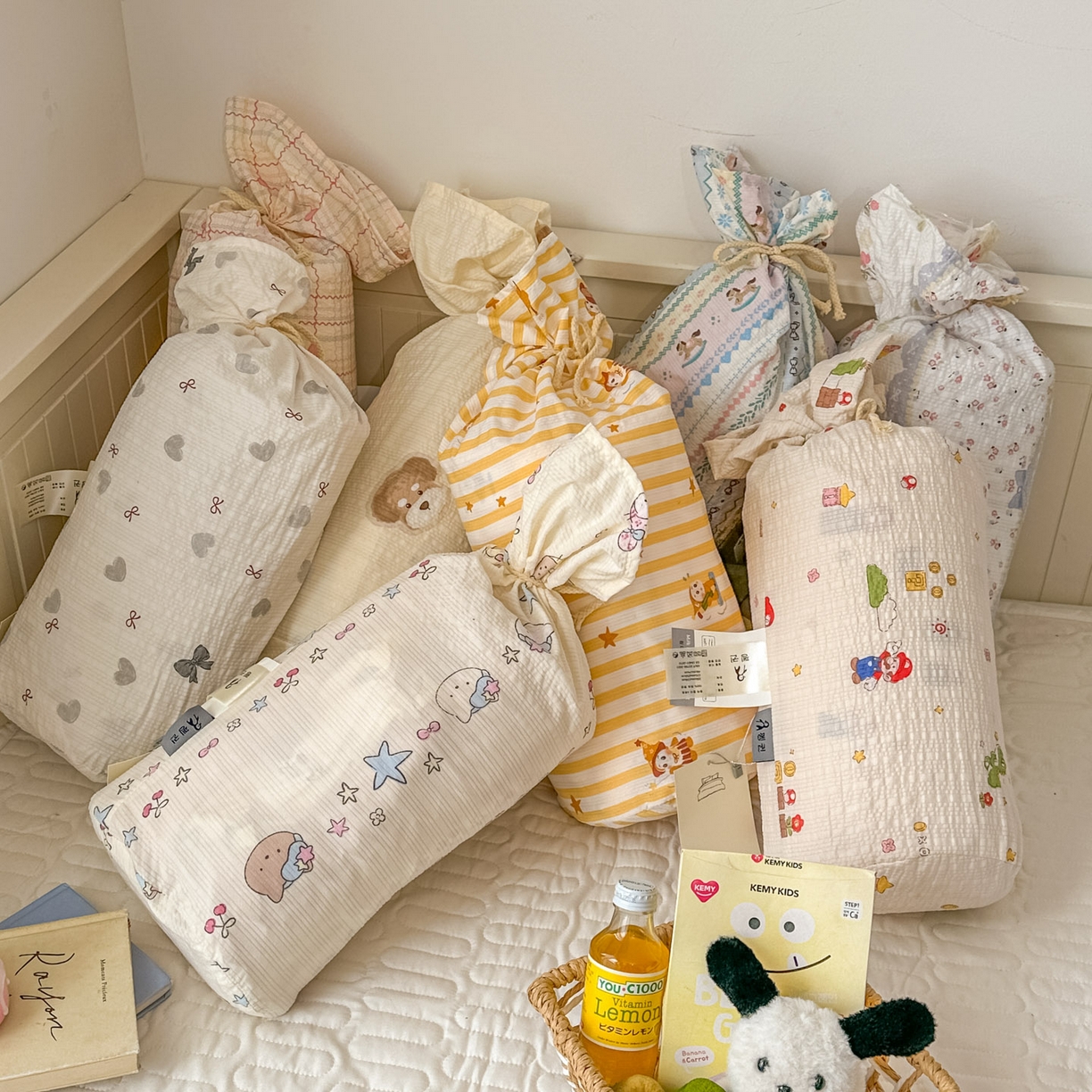 91家纺网 家纺一手货源 找家纺 暖伊家居 2026新款糖果小布袋泡芙纱四件套 组合图仅供展示