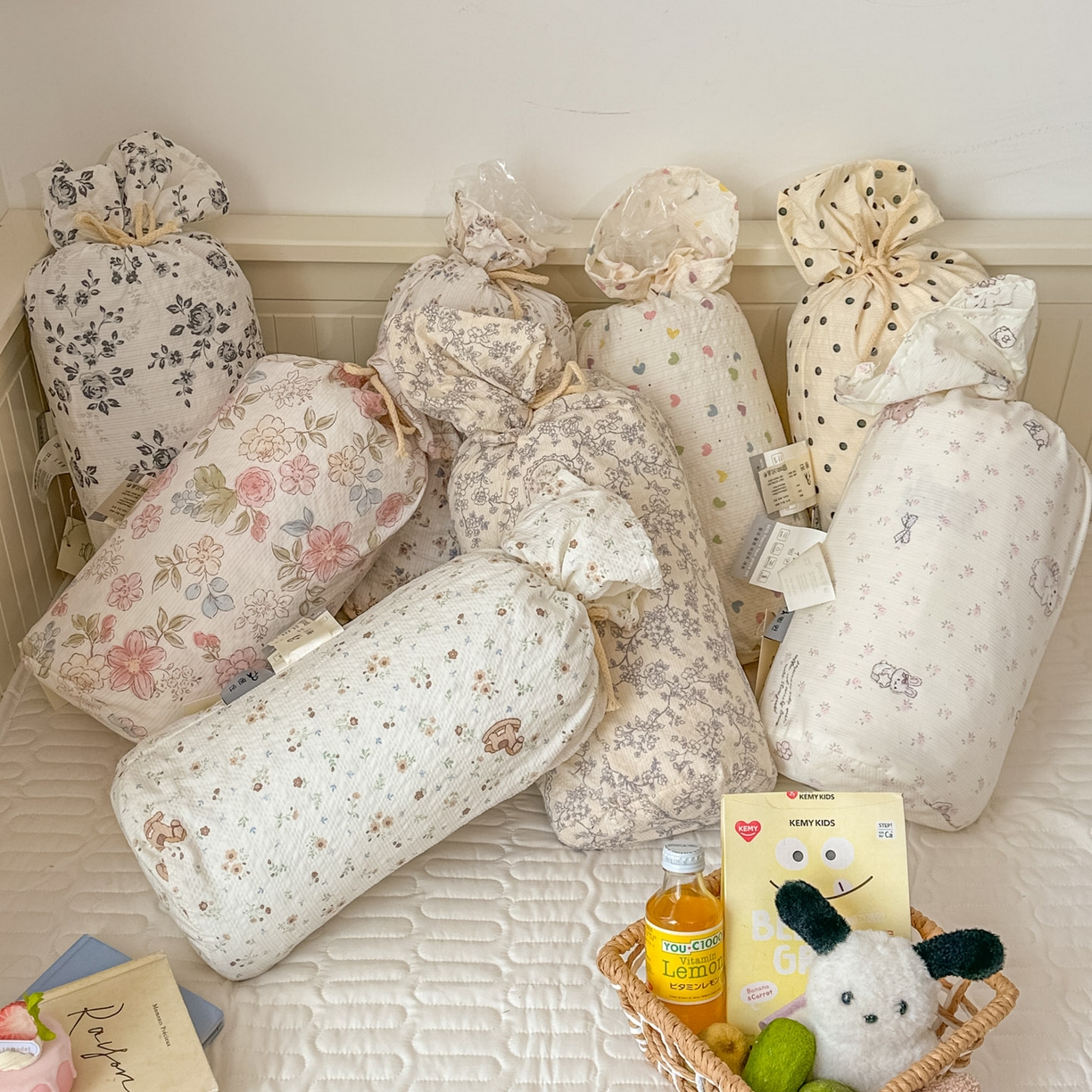 91家纺网 家纺一手货源 找家纺 暖伊家居 2026新款糖果小布袋泡芙纱四件套 组合图仅供展示