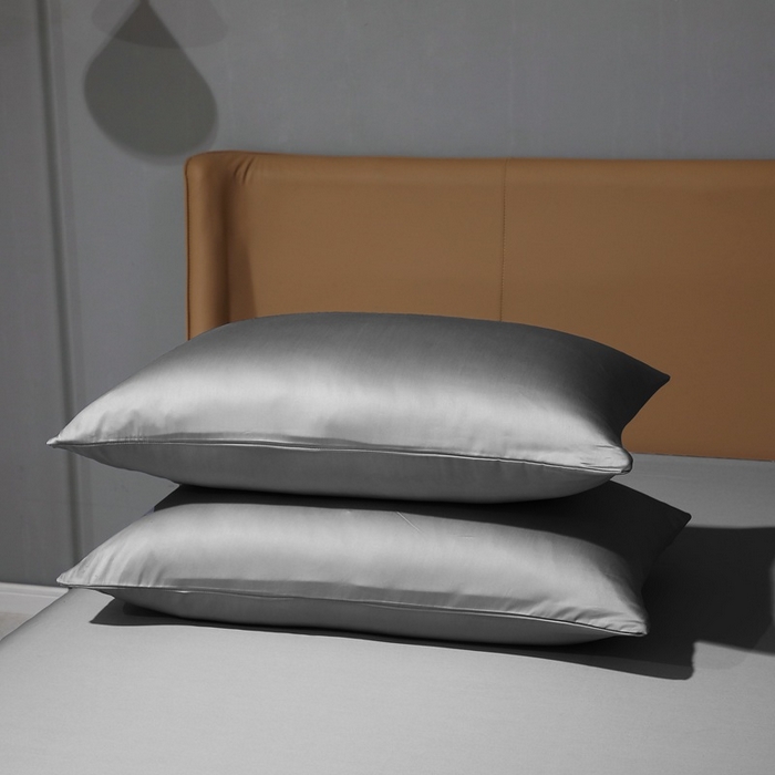 91家纺网 家纺一手货源 找家纺 晶缦家纺 2026新全棉A类纯棉100支贡缎长绒棉纯色多规格单枕套 枕套单件-绮云系列 绮云-中度灰