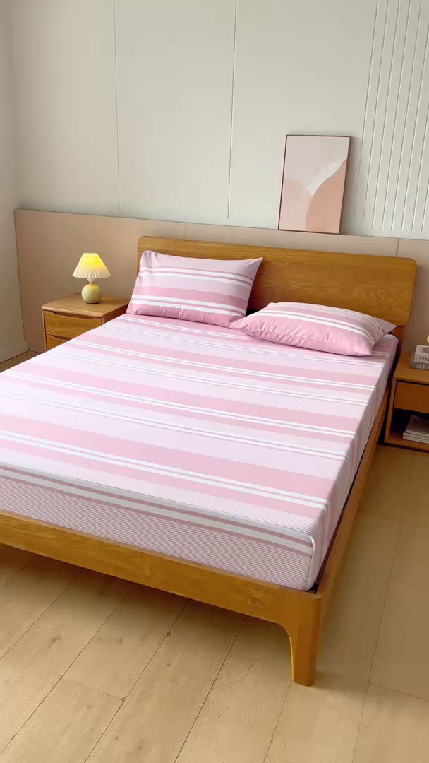 91家纺网 家纺一手货源 找家纺 居美良品 2026新款100%色织全棉老粗布床单 云锦-浅粉