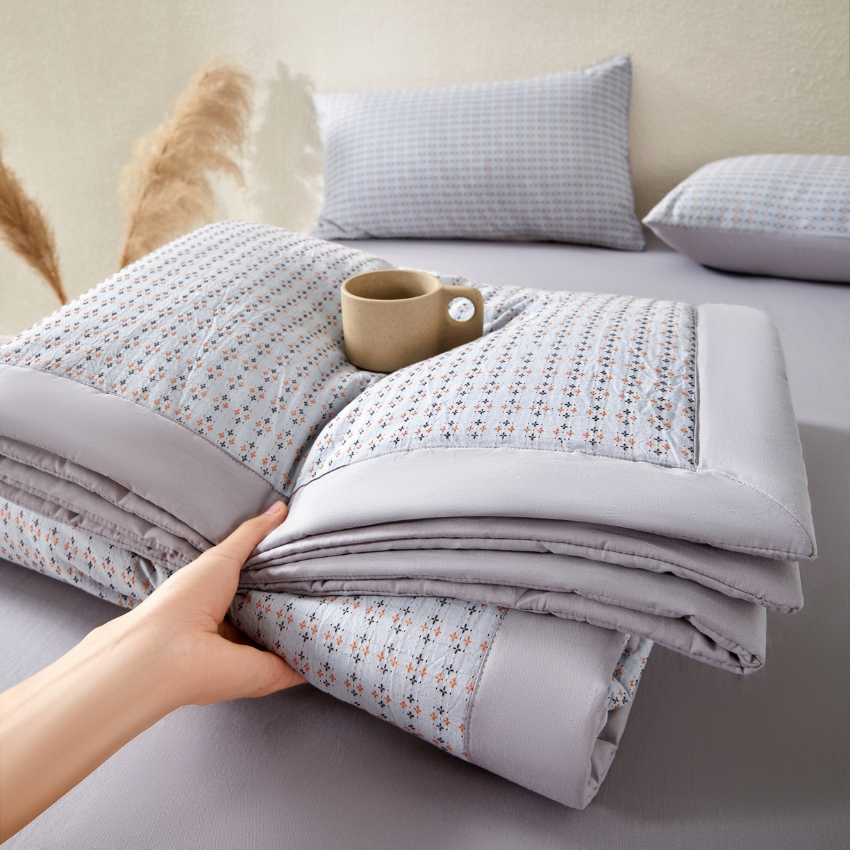 91家纺网 家纺一手货源 找家纺 吾诺家居 2026春夏新款全棉大提花棉花夏被夏凉被空调被-四叶草系列 四叶草-兰