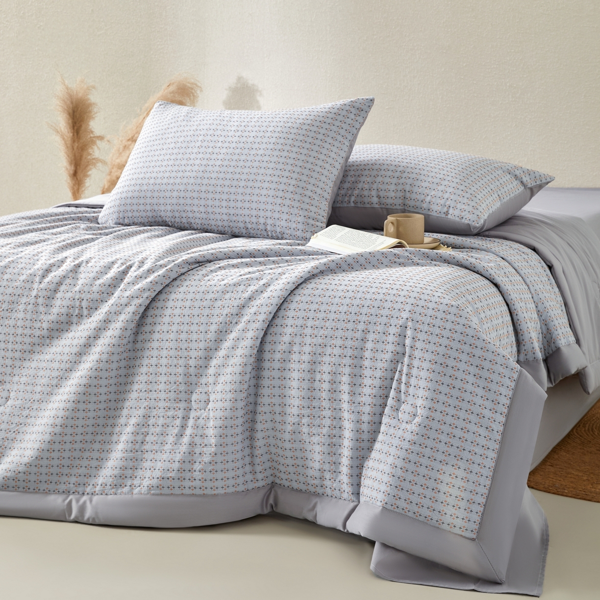 91家纺网 家纺一手货源 找家纺 吾诺家居 2026春夏新款全棉大提花棉花夏被夏凉被空调被-四叶草系列 四叶草-兰