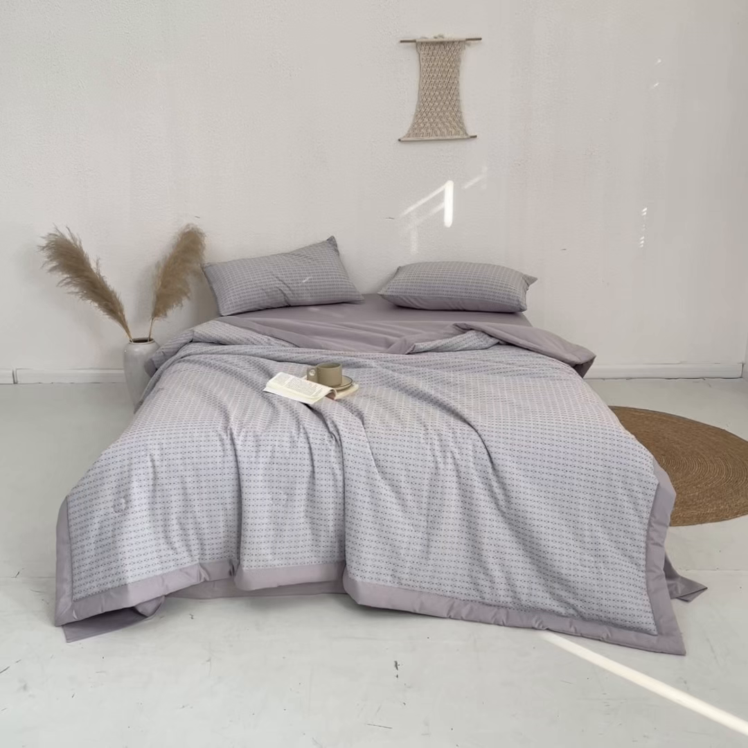 91家纺网 家纺一手货源 找家纺 吾诺家居 2026春夏新款全棉大提花棉花夏被夏凉被空调被-四叶草系列 四叶草-兰