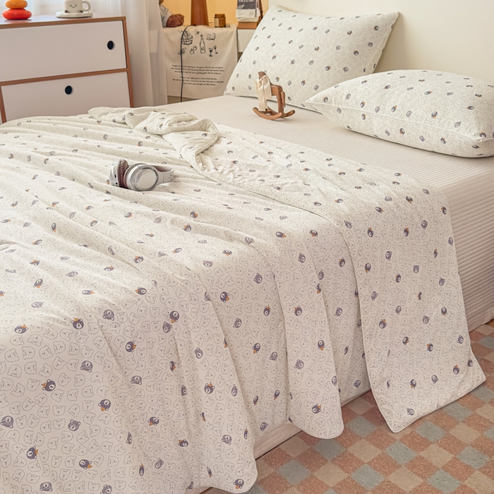 91家纺网 家纺一手货源 找家纺 帕拉美拉 2026新款A类(聚乳酸)提花凉感丝三件套夏被 萌宠织语