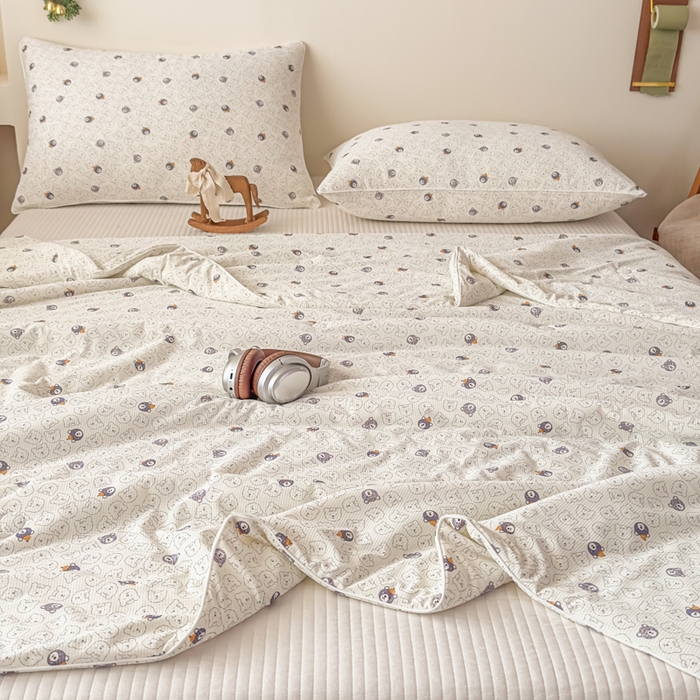 91家纺网 家纺一手货源 找家纺 帕拉美拉 2026新款A类(聚乳酸)提花凉感丝三件套夏被 萌宠织语