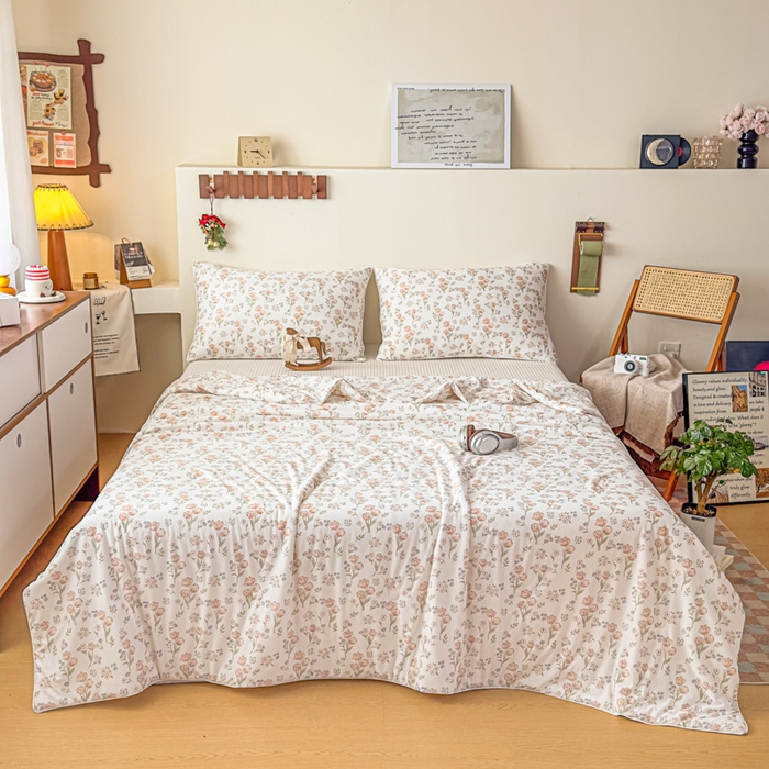 91家纺网 家纺一手货源 找家纺 帕拉美拉 2026新款A类(聚乳酸)提花凉感丝三件套夏被 花织郁梦