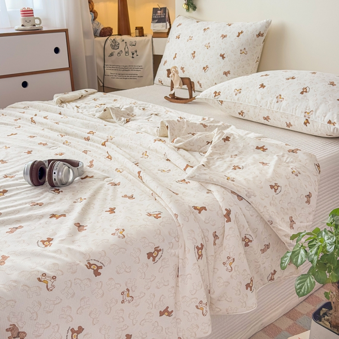 91家纺网 家纺一手货源 找家纺 帕拉美拉 2026新款A类(聚乳酸)提花凉感丝三件套夏被 摇马星织