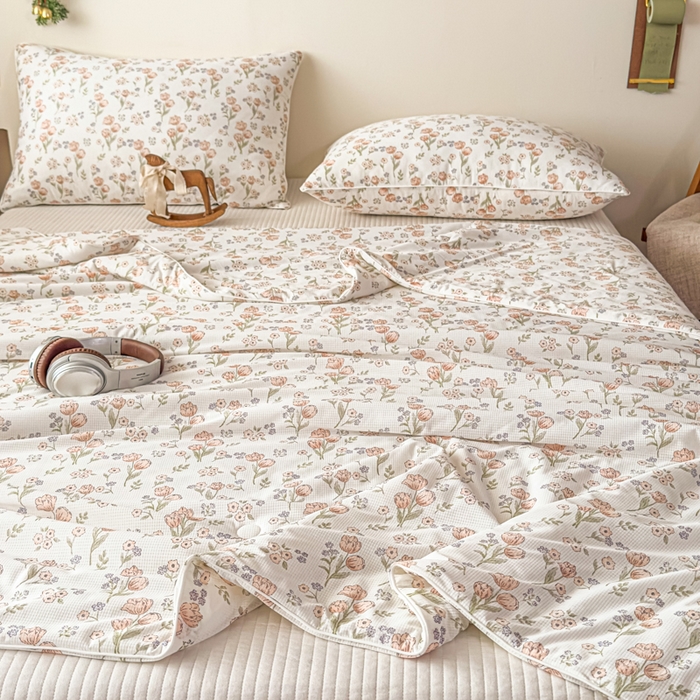 91家纺网 家纺一手货源 找家纺 帕拉美拉 2026新款A类(聚乳酸)提花凉感丝三件套夏被 花织郁梦