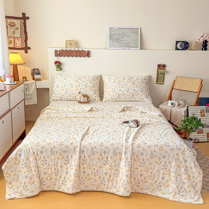 91家纺网 家纺一手货源 找家纺 帕拉美拉 2026新款A类(聚乳酸)提花凉感丝三件套夏被 穗风漫野