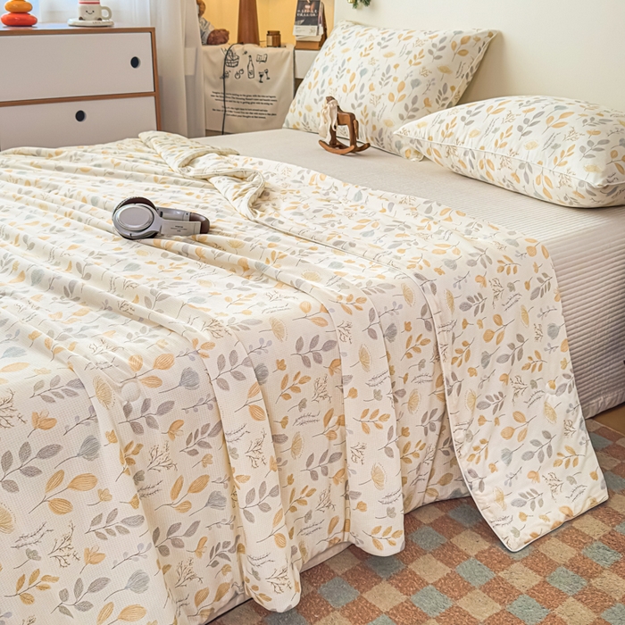 91家纺网 家纺一手货源 找家纺 帕拉美拉 2026新款A类(聚乳酸)提花凉感丝三件套夏被 穗风漫野