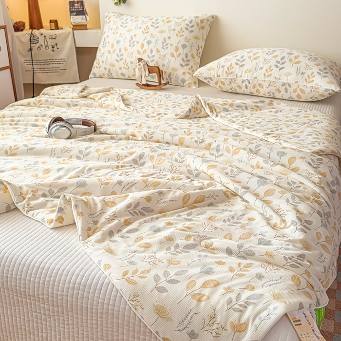 91家纺网 家纺一手货源 找家纺 帕拉美拉 2026新款A类(聚乳酸)提花凉感丝三件套夏被 穗风漫野