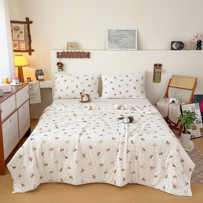 91家纺网 家纺一手货源 找家纺 帕拉美拉 2026新款A类(聚乳酸)提花凉感丝三件套夏被 摇马星织