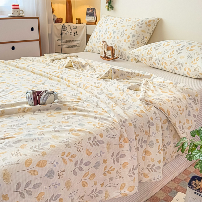 91家纺网 家纺一手货源 找家纺 帕拉美拉 2026新款A类(聚乳酸)提花凉感丝三件套夏被 穗风漫野