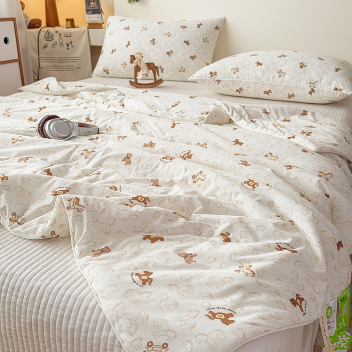 91家纺网 家纺一手货源 找家纺 帕拉美拉 2026新款A类(聚乳酸)提花凉感丝三件套夏被 摇马星织