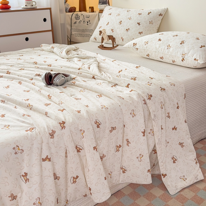 91家纺网 家纺一手货源 找家纺 帕拉美拉 2026新款A类(聚乳酸)提花凉感丝三件套夏被 摇马星织