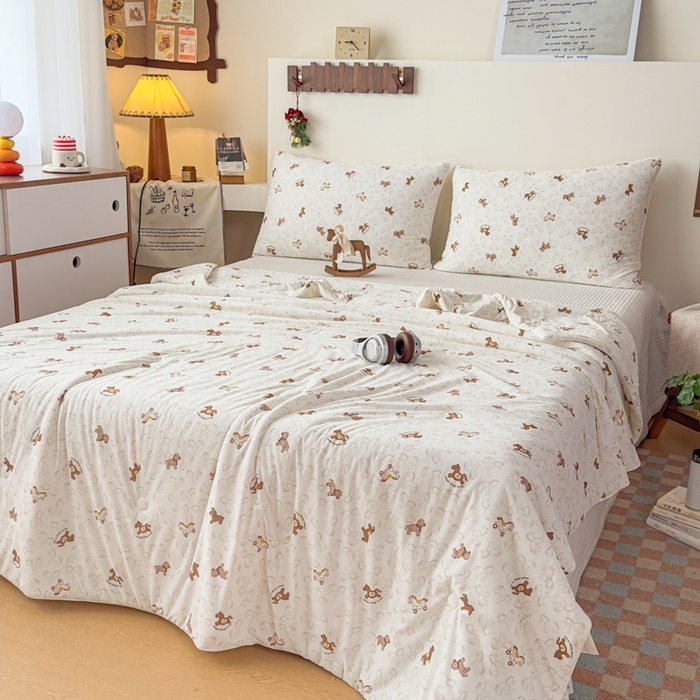 91家纺网 家纺一手货源 找家纺 帕拉美拉 2026新款A类(聚乳酸)提花凉感丝三件套夏被 摇马星织