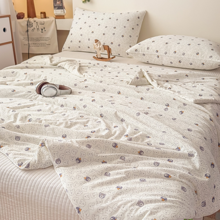 91家纺网 家纺一手货源 找家纺 帕拉美拉 2026新款A类(聚乳酸)提花凉感丝三件套夏被 萌宠织语