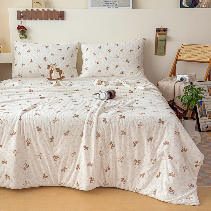 91家纺网 家纺一手货源 找家纺 帕拉美拉 2026新款A类(聚乳酸)提花凉感丝三件套夏被 摇马星织