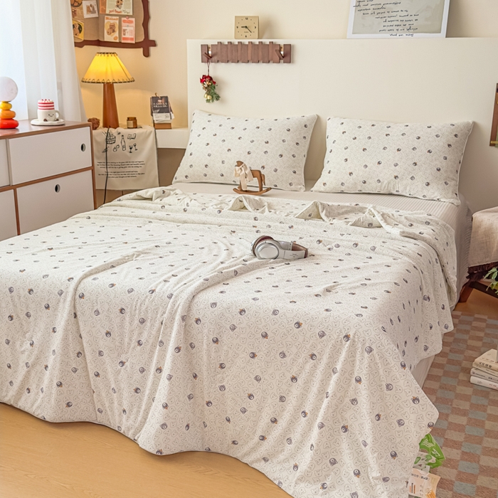 91家纺网 家纺一手货源 找家纺 帕拉美拉 2026新款A类(聚乳酸)提花凉感丝三件套夏被 萌宠织语