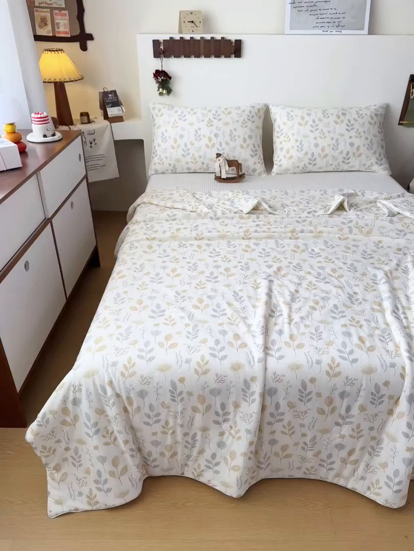 91家纺网 家纺一手货源 找家纺 帕拉美拉 2026新款A类(聚乳酸)提花凉感丝三件套夏被 穗风漫野