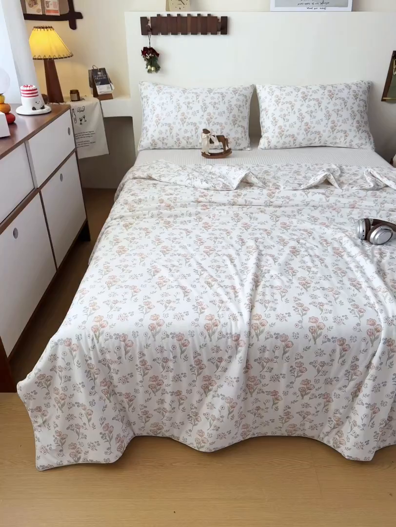 91家纺网 家纺一手货源 找家纺 帕拉美拉 2026新款A类(聚乳酸)提花凉感丝三件套夏被 花织郁梦