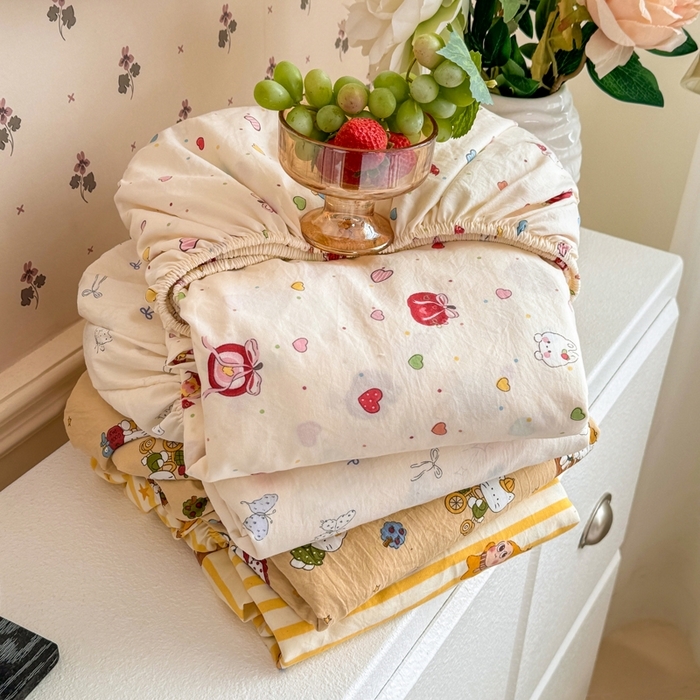 91家纺网 家纺一手货源 找家纺 （总）源舍家纺 2026新款A类古法水洗棉云感纱床笠单品床笠单件