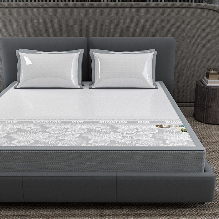 91家纺网 家纺一手货源 找家纺 小牛席业 2026春夏新款半定位大提花凉感冰丝席凉席席子系列 半定位大提花-灰色