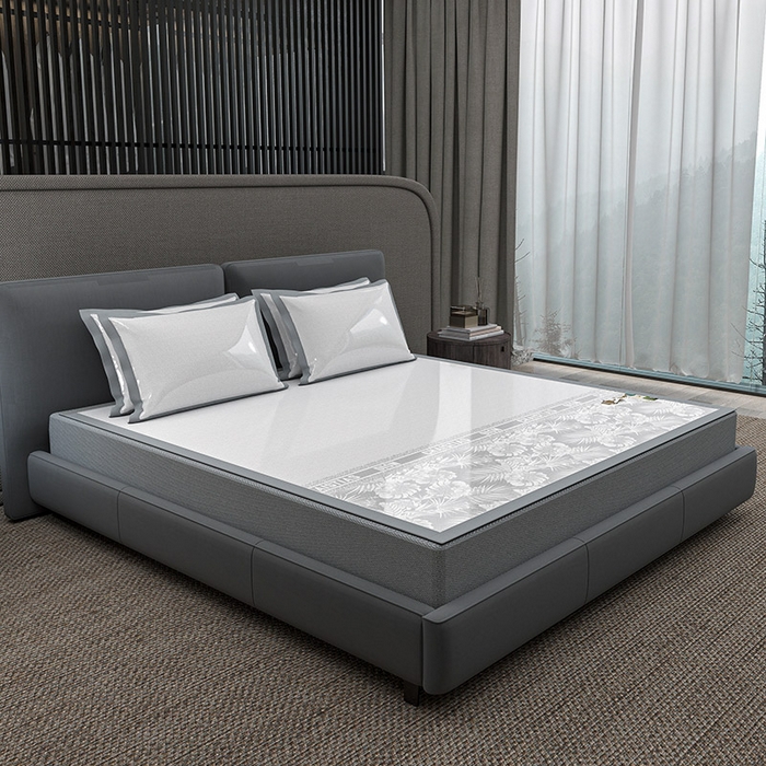 91家纺网 家纺一手货源 找家纺 小牛席业 2026春夏新款半定位大提花凉感冰丝席凉席席子系列 半定位大提花-灰色