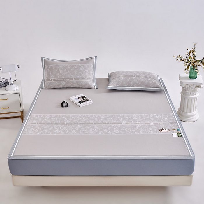 91家纺网 家纺一手货源 找家纺 小牛席业 2026春夏新款轻奢半定位凉感冰丝席凉席席子系列床笠款 轻奢半定位-香槟 床笠款