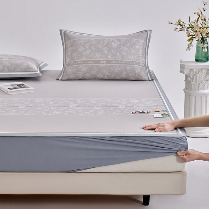 小牛席业 2026春夏新款轻奢半定位凉感冰丝席凉席席子系列床笠款 轻奢半定位-香槟 床笠款