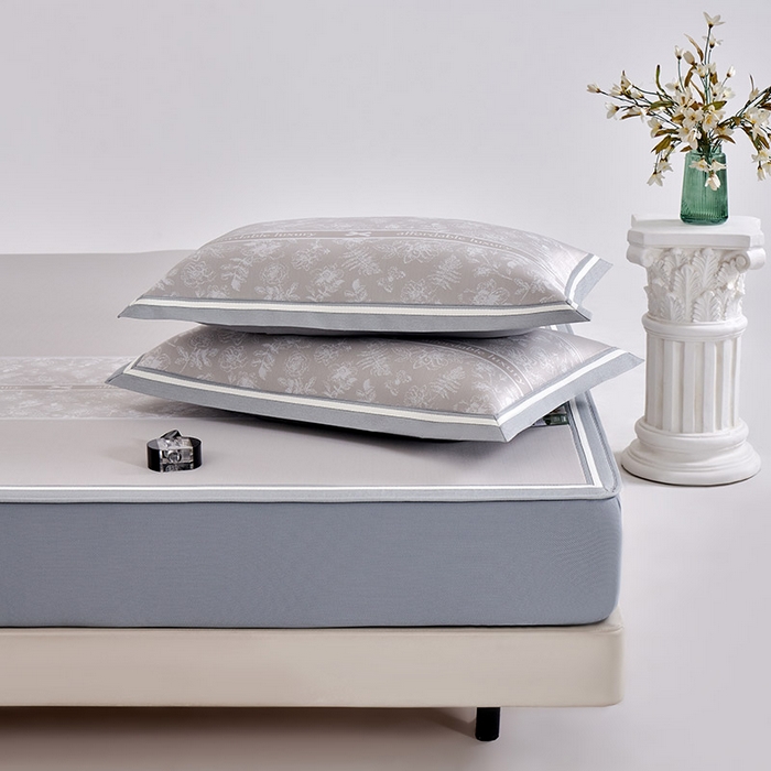 91家纺网 家纺一手货源 找家纺 小牛席业 2026春夏新款轻奢半定位凉感冰丝席凉席席子系列床笠款 轻奢半定位-香槟 床笠款