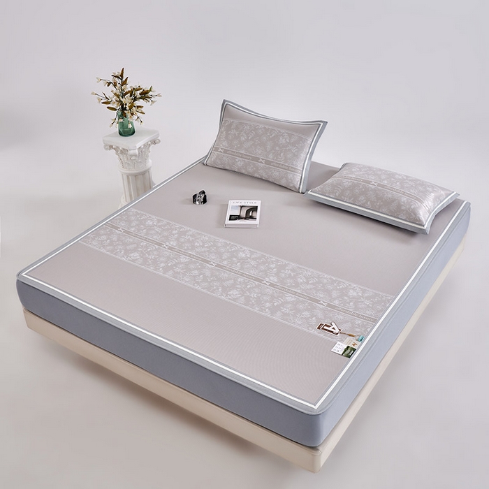 91家纺网 家纺一手货源 找家纺 小牛席业 2026春夏新款轻奢半定位凉感冰丝席凉席席子系列床笠款 轻奢半定位-香槟 床笠款