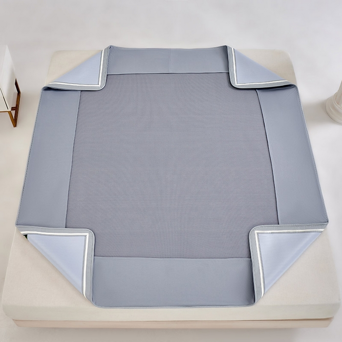 91家纺网 家纺一手货源 找家纺 小牛席业 2026春夏新款轻奢半定位凉感冰丝席凉席席子系列床笠款 轻奢半定位-蓝色 床笠款