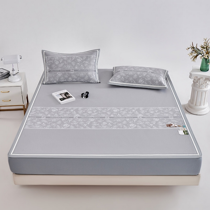 91家纺网 家纺一手货源 找家纺 小牛席业 2026春夏新款轻奢半定位凉感冰丝席凉席席子系列床笠款 轻奢半定位-灰色 床笠款