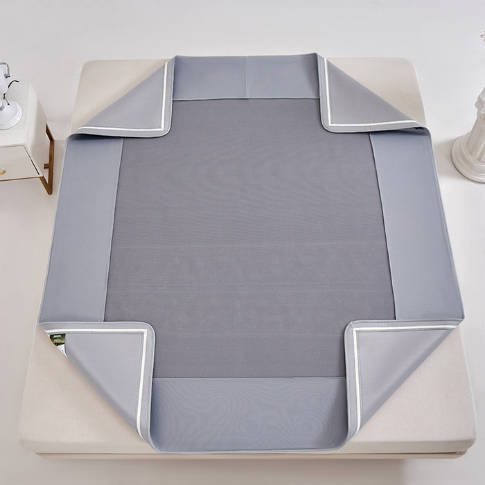 91家纺网 家纺一手货源 找家纺 小牛席业 2026春夏新款轻奢半定位凉感冰丝席凉席席子系列床笠款 轻奢半定位-灰色 床笠款